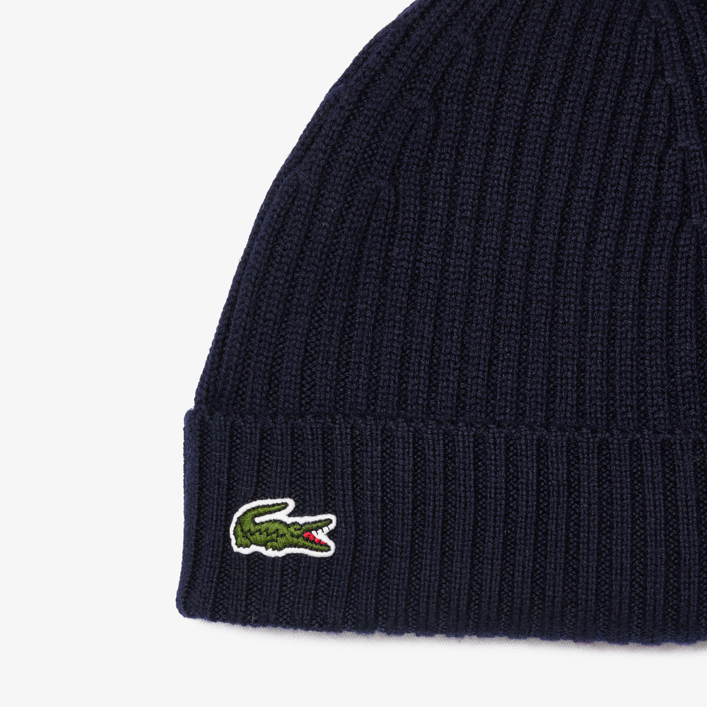 Rib knit brushed wool beanie LACOSTE