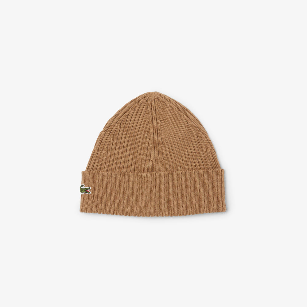 Rib knit brushed wool beanie LACOSTE