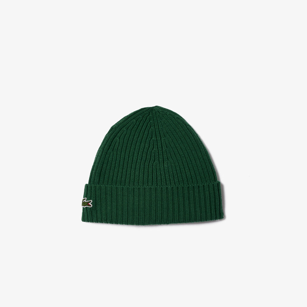 Rib knit brushed wool beanie LACOSTE